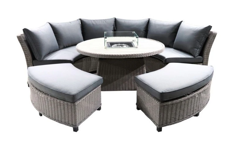 LG Outdoor Oslo Curved Dining Modular Set With Gas Firepit Table - Image 2